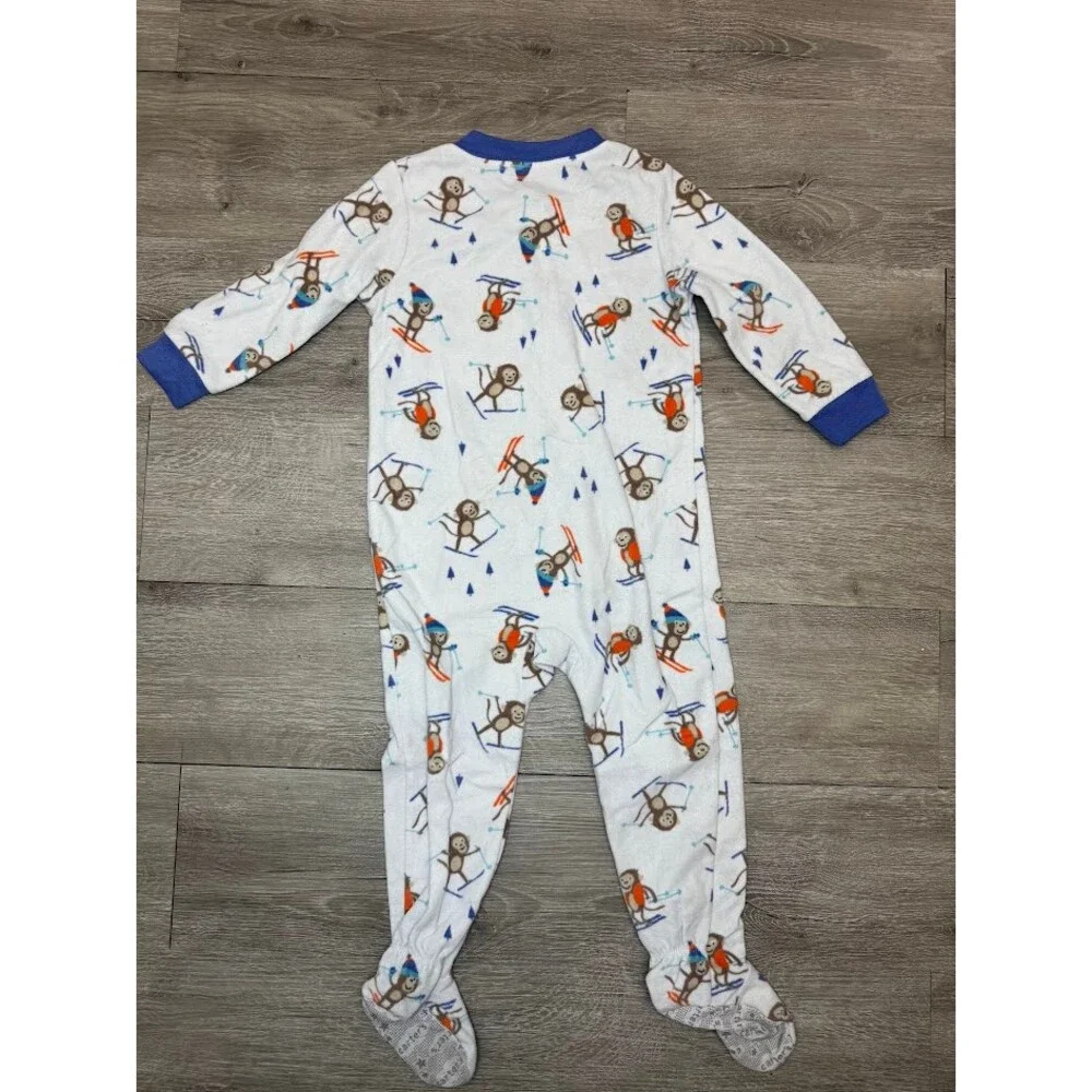 Carter’s Monkey Ski Footed Fleece Pajamas Sleeper 24M Winter Unisex